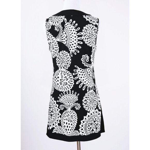 WHITE HOUSE BLACK MARKET Women's Sz S Black/White Tunic Top Blouse Mini Dress - Picture 3 of 5